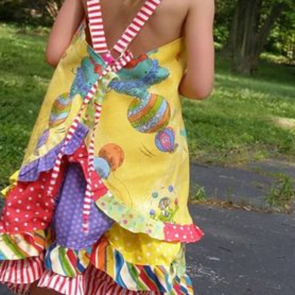 handmade pinafore mesh leggings circus 2pc  set